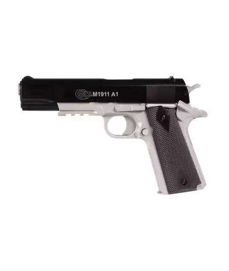 Colt 1911 Dual Tone Black Silver Metal slide Ressort Ressort, non Blowback, métal & polymère, 0,7 joules, 6mm, spring